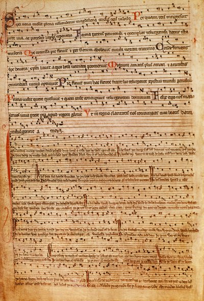 F.154v középkori kotta (litho) alkotó: English School