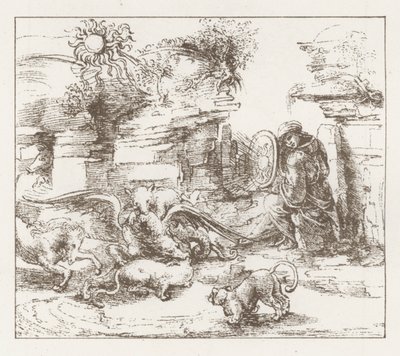 Leonardo da Vinci tanulmányának fakszimile (metszet) alkotó: English School