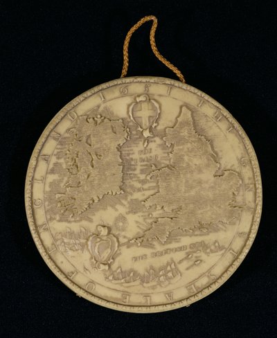 Az 1651-es Anglia Nagy Pecsétjének fakszimile, hátoldalon Anglia, Wales és Írország térképe (előlapon lásd: 105041) alkotó: English School