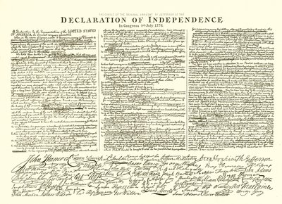Thomas Jefferson 1776. július 4-i Kongresszusi Függetlenségi Nyilatkozat eredeti tervezetének fakszimile alkotó: English School