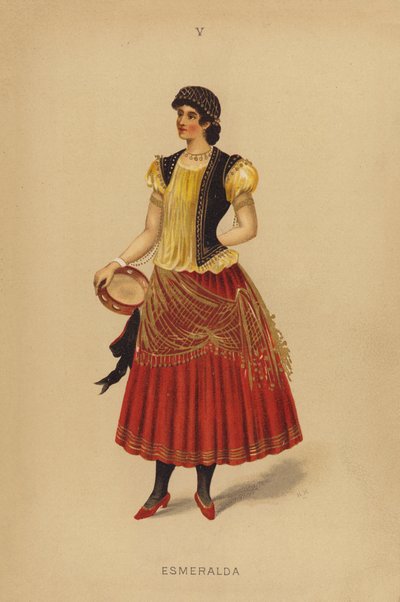 Jelmezes ruhák: Esmeralda (színes litográfia) alkotó: English School