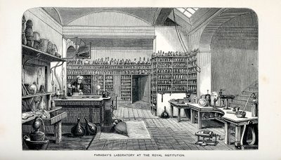 Faraday Laboratórium a Királyi Intézetben, pub. 1870. alkotó: English School