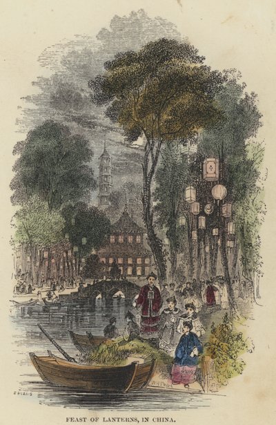 Lámpások ünnepe, Kínában (színes metszet) alkotó: English School