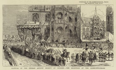A Német Művészek Társaságának Fesztiválja Meisseniben, fogadás az Albrechtschlossban (metszet) alkotó: English School