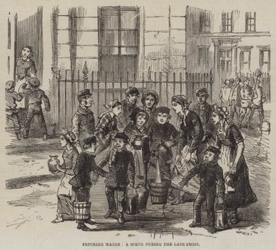 Vízhozás, jelenet a késői fagy idején (metszet) alkotó: English School