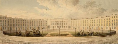 Finsbury Circus északra, a London Institution felé, 1820 körül (akvarell, papír) alkotó: English School