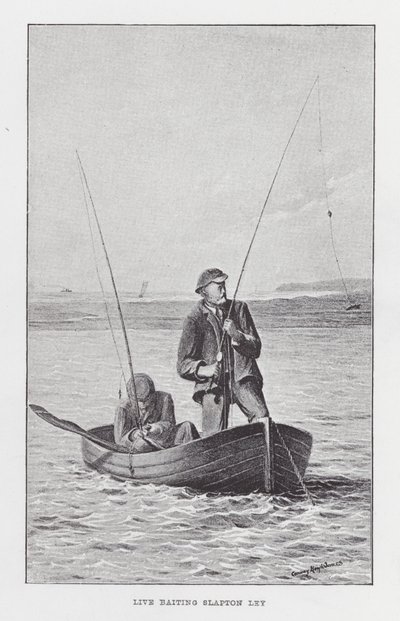 Horgászat: élő csali, Slapton Ley (litho) alkotó: English School