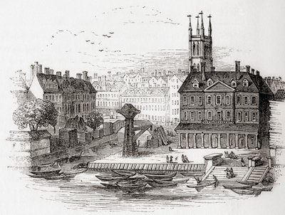 Fleet Ditch, London, Anglia 1749-ben azon a ponton, ahol Bridewellnél a Temzébe futott, Old Englandből: Képi Múzeum, kocsma. 1847 alkotó: English School