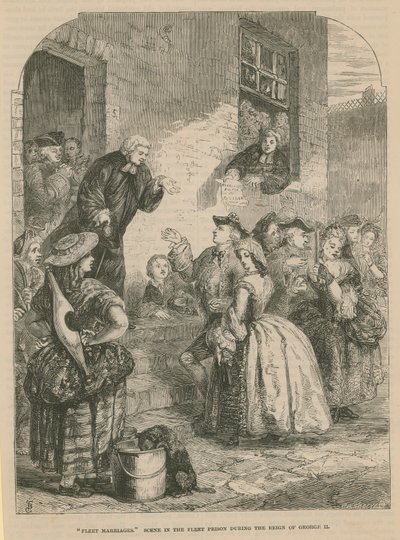Flottaházasságok; jelenet a Flotta börtönben II. György király uralkodása alatt alkotó: English School