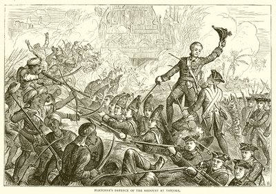 Fletcher védelme a redoubt ellen Tanjore-nál (1771) alkotó: English School