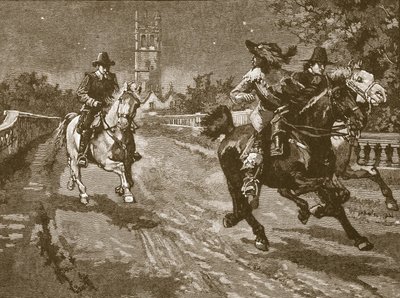Charles repülése Oxfordból, illusztráció a Cassells Illustrated History of Englandből (szépia fotó) alkotó: English School
