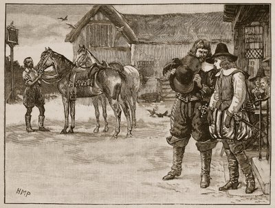 Arabella Stuart hölgy repülése, illusztráció a Cassells Illustrated History of Englandből (szépia fotó) alkotó: English School