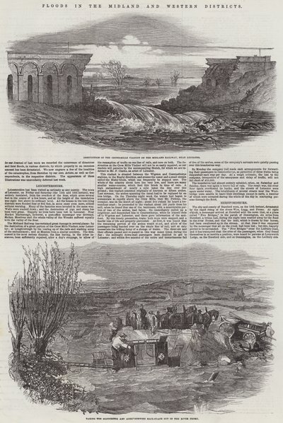 Áradások a Midland és a Western körzetekben (metszet) alkotó: English School