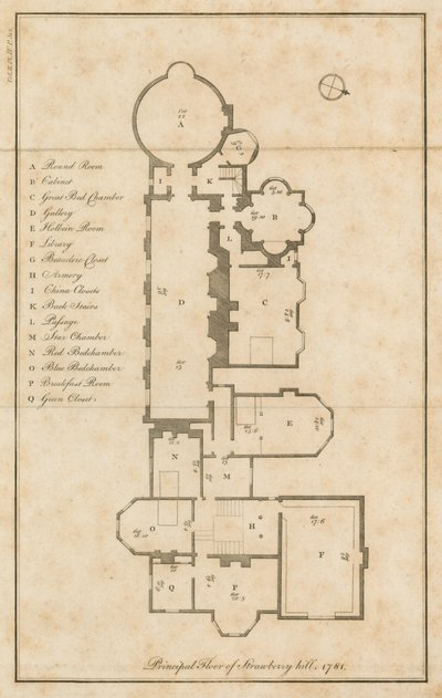 A fő emelet alaprajza, Strawberry Hill, London alkotó: English School