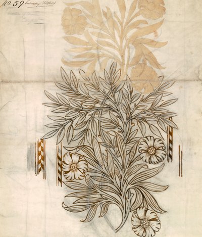Virágos textil dizájn Morris and Co. számára (wc és ceruza papíron) alkotó: English School