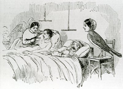 Florence Nightingale és egyik szolgáló angyala a Krím-félszigeten alkotó: English School