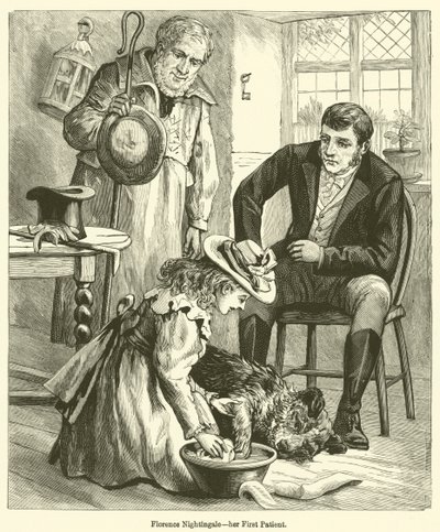 Florence Nightingale, az első páciense (metszet) alkotó: English School