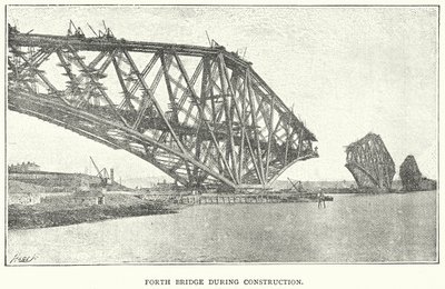 Forth Bridge während des Baus von English School