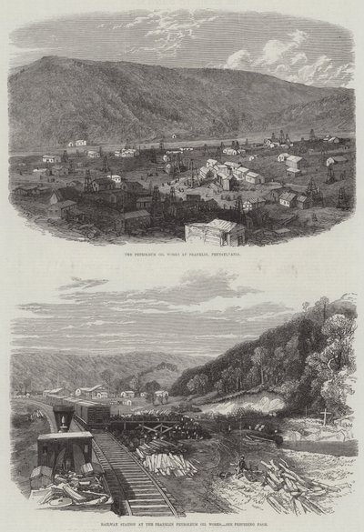 Franklin Petroleum Oil Works (metszet) alkotó: English School