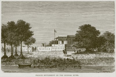 Francia település a Szenegál folyón, illusztráció az Illustrated Travelsből, 1880 körül alkotó: English School