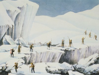 A jég gyakori megjelenése hóhidakkal, Charles Fellows (1799-1860) Elbeszélése a Mont Blanc-csúcsra emelkedésről, megjelent 1827 alkotó: English School