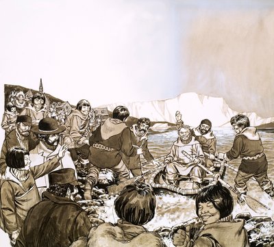 Fridtjof Nansen, a norvég felfedező, aki Grönlandra hajózott (guache papíron) alkotó: English School
