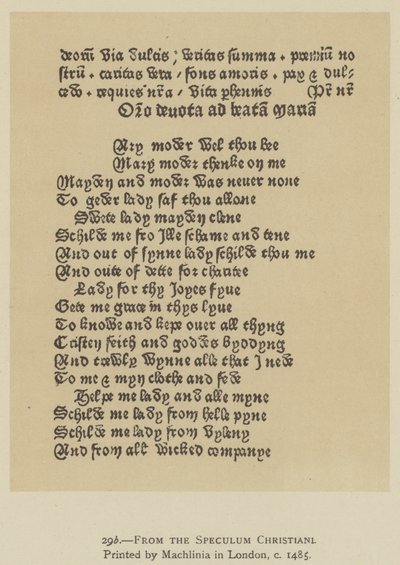 A londoni Machlinia által kinyomtatott Speculum Christianiból, 1485 körül (litho) alkotó: English School