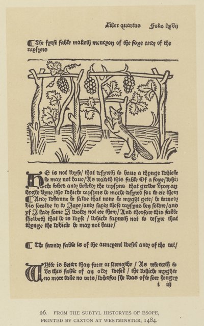 Az Esope Subtyl Historyes című könyvéből, amelyet Caxton nyomtatott ki Westminsterben alkotó: English School
