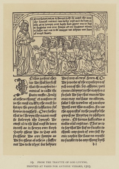 A Traytte of God Lyuyngból, amelyet Párizsban nyomtattak Antoine Verard számára alkotó: English School