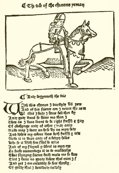 A Caxton által nyomtatott Chaucers Canterbury Tales második kiadásából alkotó: English School
