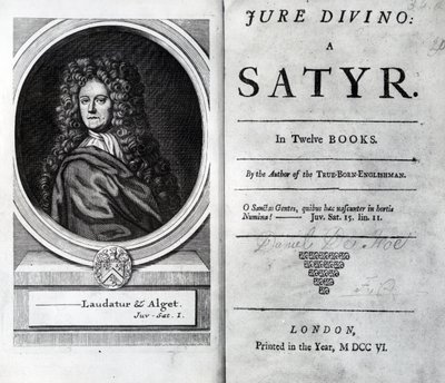 Daniel Defoe: Jure Divino: A Satyr címlapja és címlapja, 1706 alkotó: English School