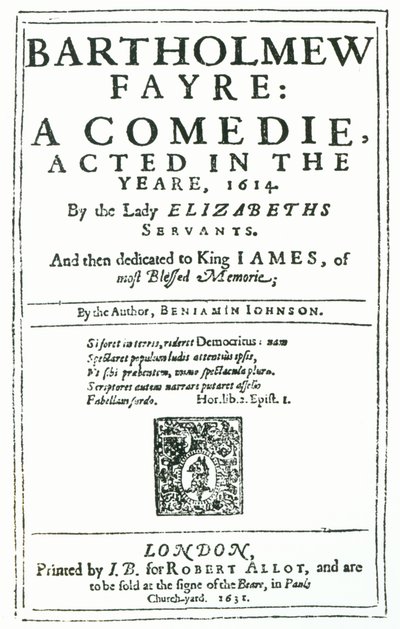 Bartholomew Fayre előképe: Benjamin Jonson (15723-1637) vígjátéka, 1631 alkotó: English School