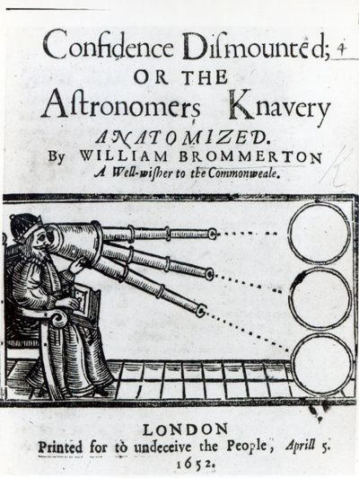 Frontispiece to Confidence leszerelve; vagy a William Brommerton által kiadott Astronomers Knavery Anatomized, 1652-ben alkotó: English School