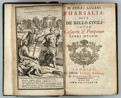 Marcus Annaeus Lucan (Kr. u. 39-65) Pharsalia vagy A polgárháború Caesar és Pompeius festménye, J. Cole metszete, 1719 alkotó: English School