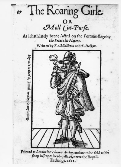Thomas Middleton (1580-1627) és Thomas Dekker (kb. 1570-1632) előlapja a The Roaring Girle vagy Moll Cut-Purse-hez, 1611 alkotó: English School
