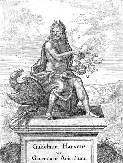 Az 1651-ben megjelent The Generation of Animals (Az állatok generációja) címlapja William Harveysnek alkotó: English School