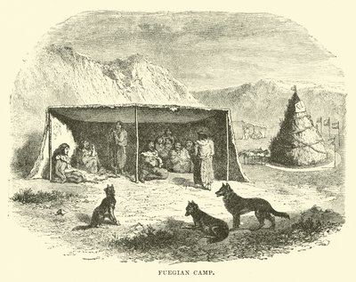 Fuegian tábor, Tierra del Fuego, 1890 alkotó: English School