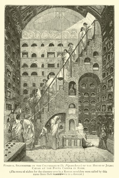 Temetési ünnepségek a római Porta Capenában, a Julius Caesar-ház Columbáriumában (világított galambház) alkotó: English School