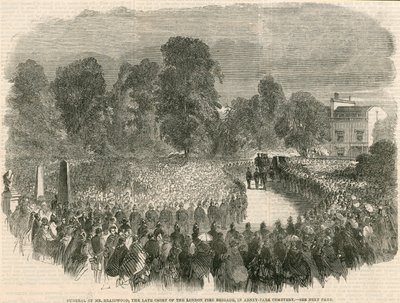 Braidwood úr, a londoni tűzoltóság néhai főnökének temetése a londoni Abney Park temetőben alkotó: English School