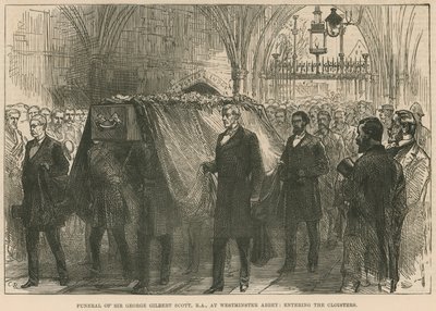 A néhai Sir George Gilbert Scott (RA) temetése a westminsteri apátságban, a kolostorokba lépve alkotó: English School