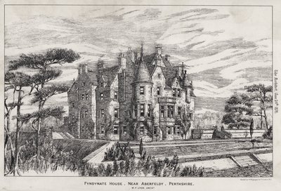 Fyndynate House, Aberfeldy közelében, Perthshire (metszet) alkotó: English School