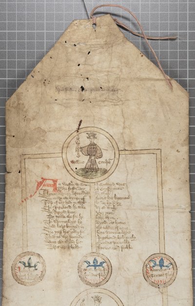 Anglia királyainak genealógiai tekercs, 1440-79 körül (toll és tinta pergamenen) alkotó: English School