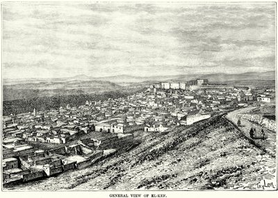 El-Kef általános látképe (metszet) alkotó: English School