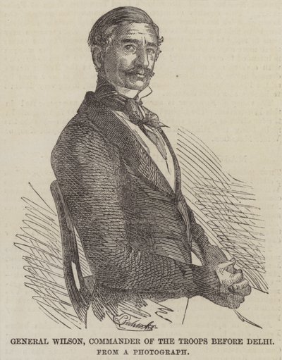 Wilson tábornok, a csapatok parancsnoka Delhi előtt (metszet) alkotó: English School