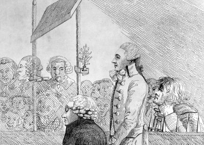 George Barrington az Old Bailey-i tárgyalás során, szeptember 17-én, pénteken az életből merített alkotó: English School