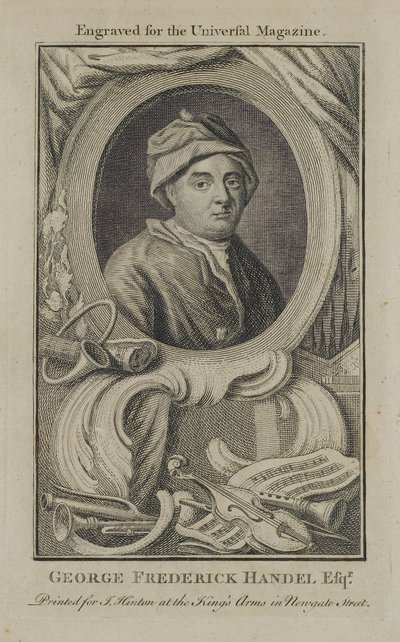 George Frideric Händel, metszett a Universal Magazine számára, 1760 körül alkotó: English School