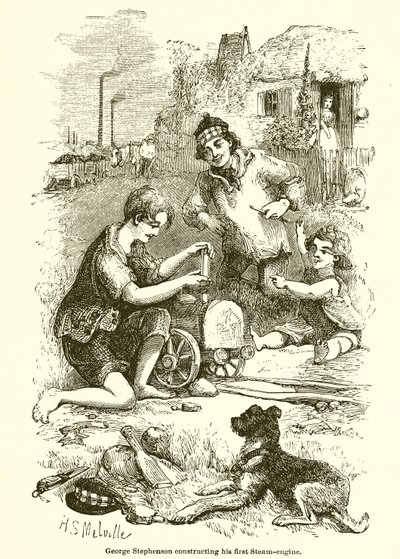 George Stephenson megépíti első gőzgépét alkotó: English School