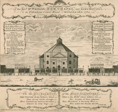George Whitfields új kápolna és alamizsnaházak a Tottenham Court Roadon, London, 1764 alkotó: English School