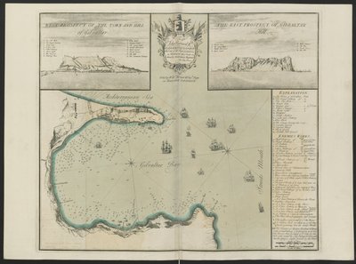 Gibraltár-öböl (G. Hill nyugati és keleti prospektusa.) Írta: C. Price, 1730 körül (színes litho) alkotó: English School