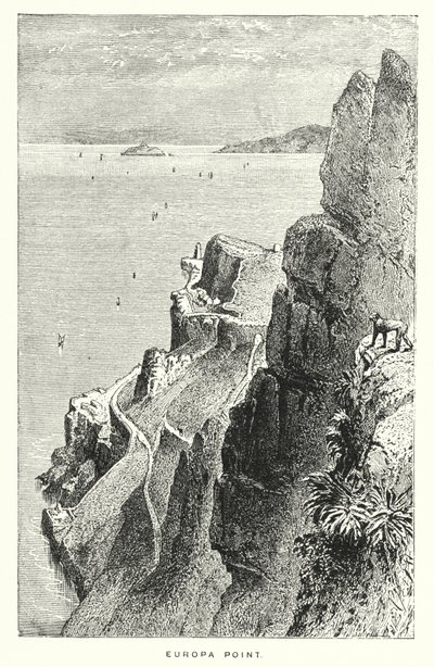 Gibraltár: Europa Point (metszet) alkotó: English School